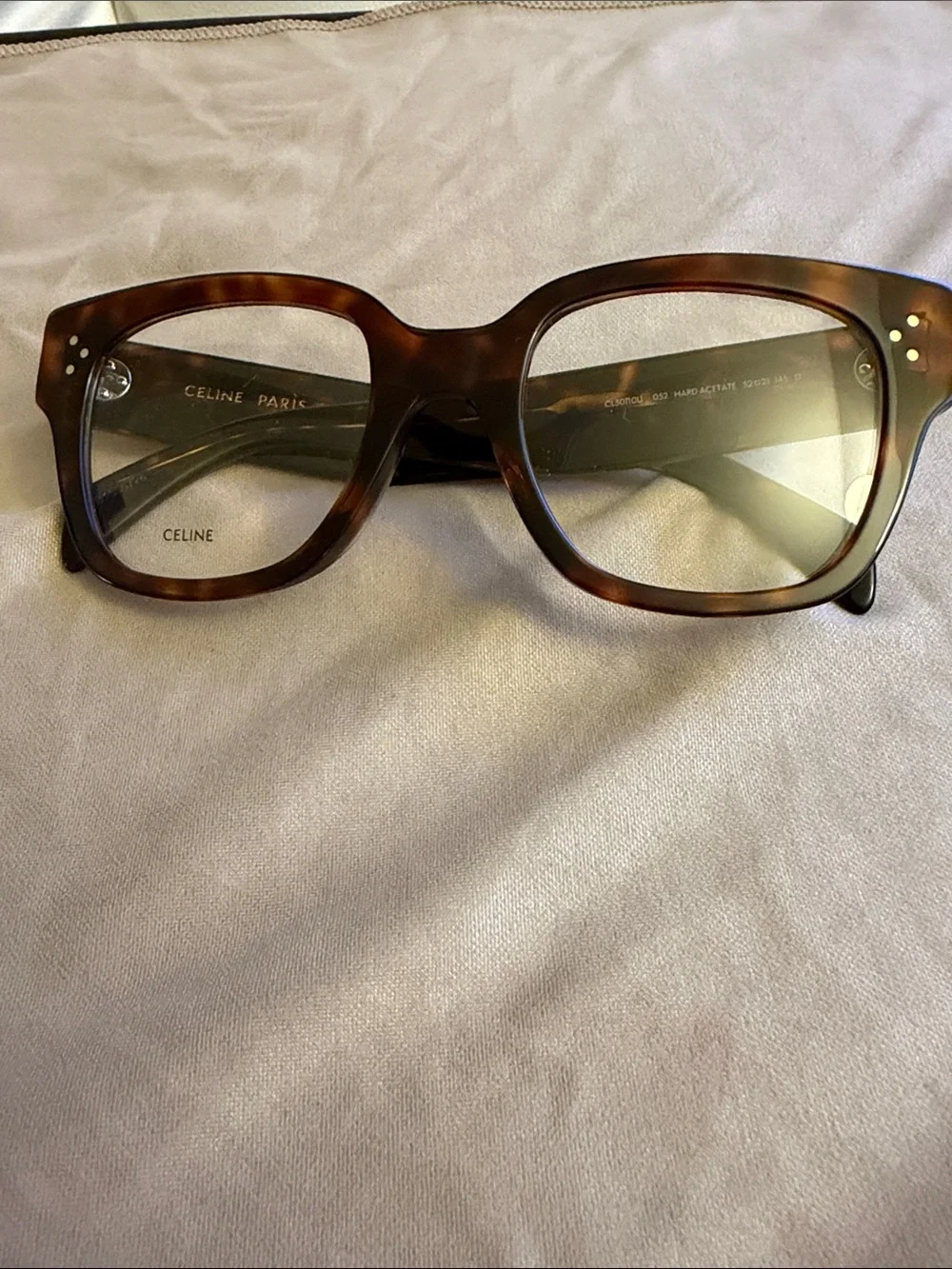 Celine Tortoiseshell Square Acetate Sunglasses with Green Tint
